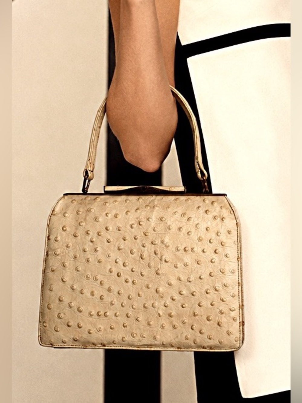 Mid Century Andrew Geller Bags Designed by Nicholas Reich Ostrich Handbag ✨